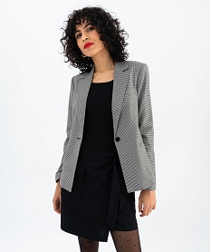 GEMO Veste blazer coupe droite motif pied de poule femme Imprimé