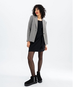 veste blazer coupe droite motif pied de poule femme noir vestesG457001_4