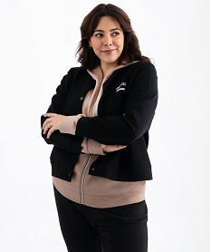 GEMO Blouson fermeture pression avec inscription brodée femme grande taille noir standard