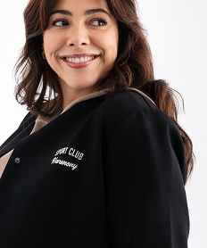 blouson fermeture pression avec inscription brodee femme grande taille noir standard vestesG457101_2