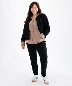 blouson fermeture pression avec inscription brodee femme grande taille noir standard vestesG457101_4