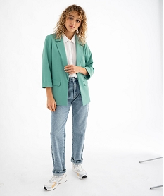 veste blazer a manches 34 sans bouton femme vert vestesG457601_4