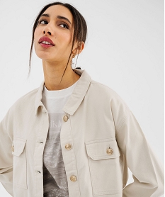 veste en jean colore large et courte femme blanc chine vestesG458001_2