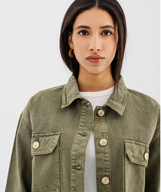 veste en jean colore large et courte femme kaki standard vestesG458101_2