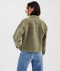 veste en jean colore large et courte femme kaki standard vestesG458101_3