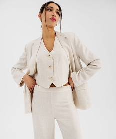 GEMO Veste blazer en viscose et lin femme beige standard