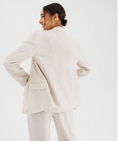 veste blazer en viscose et lin femme beige standard vestesG458301_3