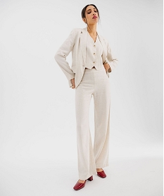 veste blazer en viscose et lin femme beige standard vestesG458301_4