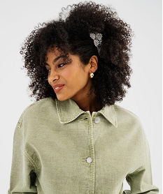 veste en jean coloree et ajouree femme kaki clair vestesG458801_2