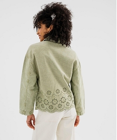 veste en jean coloree et ajouree femme kaki clair vestesG458801_3