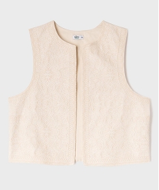 GEMO Gilet sans manches avec devant brodé femme grande taille blanc chine