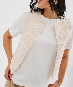 veste sans manches brodee porte ouvert femme blanc chine vestesG459001_2