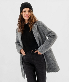 GEMO Manteau court fermeture un bouton femme gris standard