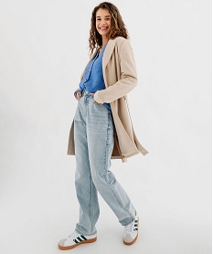 GEMO Manteau trench en suédine avec ceinture femme blanc chine