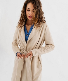 manteau trench en suedine avec ceinture femme blanc chine manteauxG459301_2
