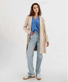 manteau trench en suedine avec ceinture femme blanc chine manteauxG459301_4