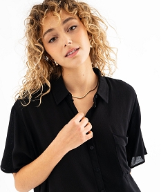 chemise manches courtes ample et fluide femme noir standard chemisiersG460001_2