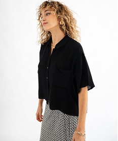 chemise manches courtes ample et fluide femme noir standard chemisiersG460001_4