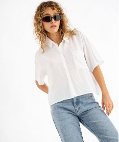 GEMO Chemise manches courtes ample et fluide femme blanc standard
