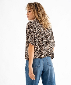 chemise manches courtes ample et fluide femme brun chemisiersG460201_3