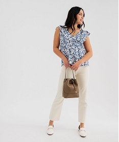 blouse sans manches a volants en viscose imprimee femme imprime chemisiersG460301_4