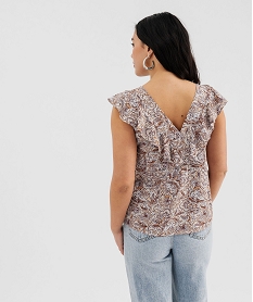 blouse sans manches a volants en viscose imprimee femme imprime chemisiersG460401_3