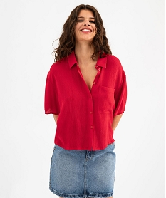 GEMO Chemise fluide courte à manches courtes femme rouge standard