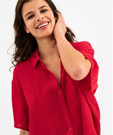 chemise fluide courte a manches courtes femme rouge standard chemisiersG460501_2