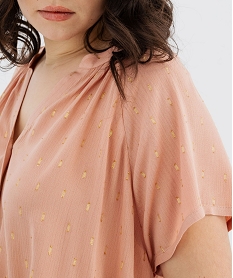 blouse a manches courtes a motifs pailletes femme grande taille rose standard blousesG460601_2