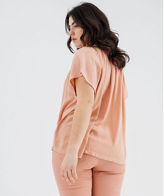 blouse a manches courtes a motifs pailletes femme grande taille rose standard blousesG460601_3
