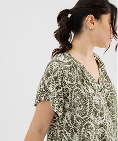 blouse a manches courtes imprimee femme grande taille vert blousesG460801_2