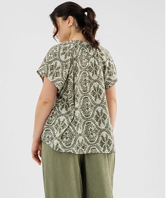 blouse a manches courtes imprimee femme grande taille vert blousesG460801_3