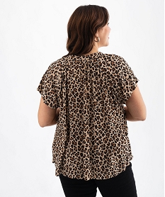 blouse a manches courtes imprimee femme grande taille brun blousesG460901_3