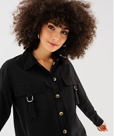 chemise manches longues coupe courte et ample femme noir standard chemisiersG462001_2