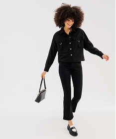 chemise manches longues coupe courte et ample femme noir standard chemisiersG462001_4