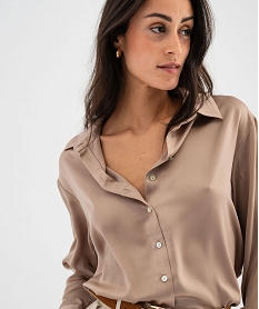 chemise en matiere satinee femme brun chemisiersG462201_2