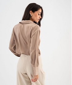 chemise en matiere satinee femme brun chemisiersG462201_3