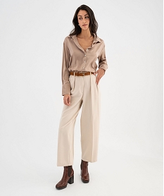chemise en matiere satinee femme brun chemisiersG462201_4
