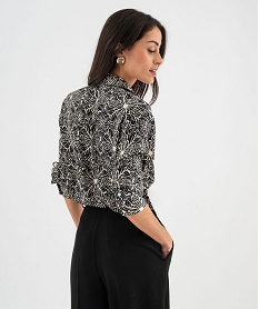 chemise manches longues en satin imprime femme noir chemisiersG462401_3