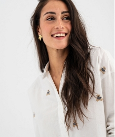 chemise en coton a motifs brodes femme - lulucastagnette blanc chine chemisiersG462701_2