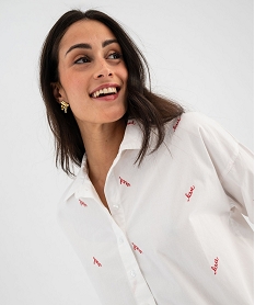 chemise en coton avec inscriptions brodees femme blanc chemisiersG462901_2