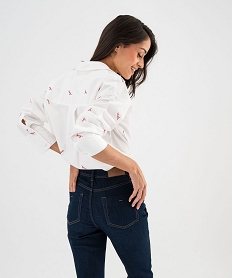 chemise en coton avec inscriptions brodees femme blanc chemisiersG462901_3