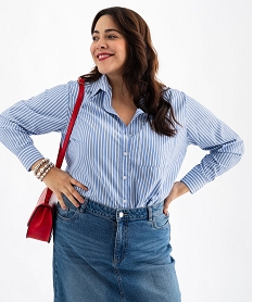 GEMO Chemise longue manches longues à rayures femme grande taille Imprimé