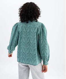 chemise en coton a motifs brodes femme bleu standard chemisiersG463301_3