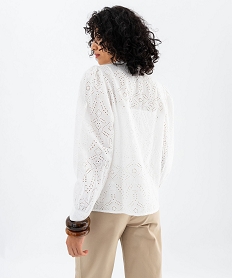 chemise en coton a motifs brodes femme blanc chine chemisiersG463401_3
