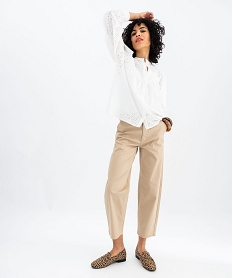 chemise en coton a motifs brodes femme blanc chine chemisiersG463401_4