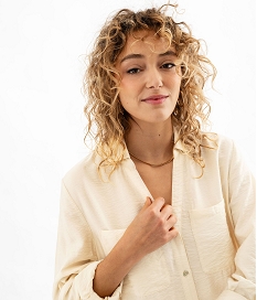 chemise longue en viscose froissee a manches longues retroussables femme blanc chine chemisiersG463501_2