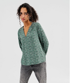 GEMO Blouse imprimée à col V et poignets froncés femme Imprimé