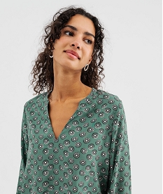blouse imprimee a col v et poignets fronces femme imprime blousesG463601_2