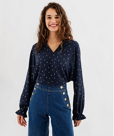 GEMO Blouse à manches longues à motifs pailletés femme Imprimé